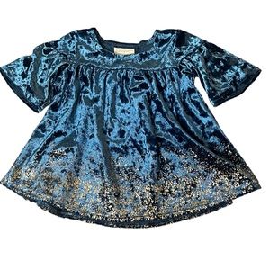 🎉3/$10🎉First Impressions 0-3 Month Blue and Gold Crushed Velvet top